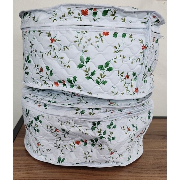 VTG Christmas Ornament Zip Storage Bags Christmas Holly Holiday Lillian Vernon - Picture 4 of 16